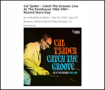 Audiophile Audition  ★★★★★ Review - Cal Tjader – Catch The Groove: Live At The Penthouse 1963-1967 – Record Store Day