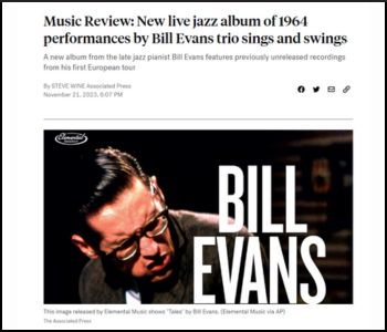 abc News - Music Review: New live jazz album of 1964 performances by Bill Evans trio sings and swings