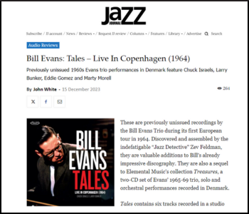 Jazz Journal - Bill Evans: Tales – Live In Copenhagen (1964)