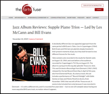 The Arts Fuse - Jazz Album Reviews: Supple Piano Trios — Led by Les McCann and Bill Evans